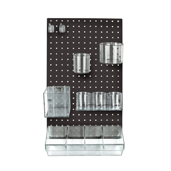 Azar Displays 12-Piece Black Pegboard Organizer Kit with 1 Panel and Accessory 900942-BLK